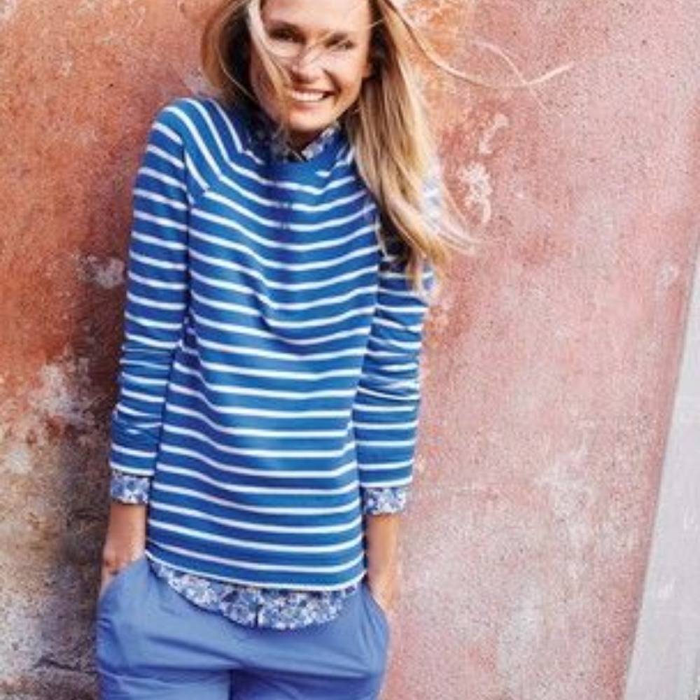 Boden blue/white striped long sleeved shirt sz 2